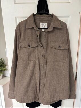 St. John's Bay Taupe Utility Shacket Jacket